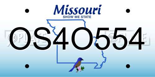 OS4O554 Missouri License Plate