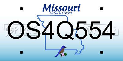 OS4Q554 Missouri License Plate