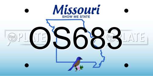 OS683 Missouri License Plate