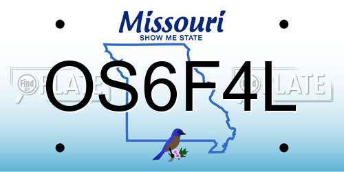 OS6F4L Missouri License Plate