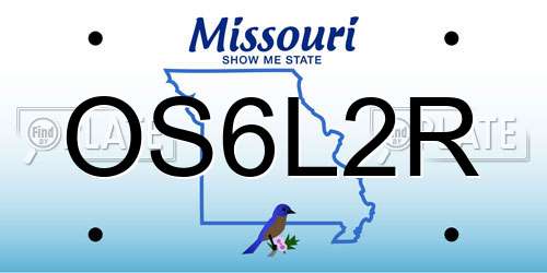 OS6L2R Missouri License Plate