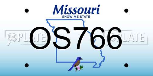 OS766 Missouri License Plate