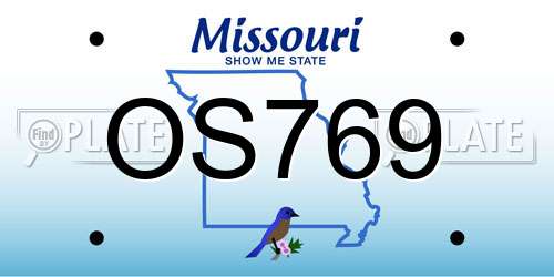 OS769 Missouri License Plate