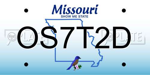 OS7T2D Missouri License Plate