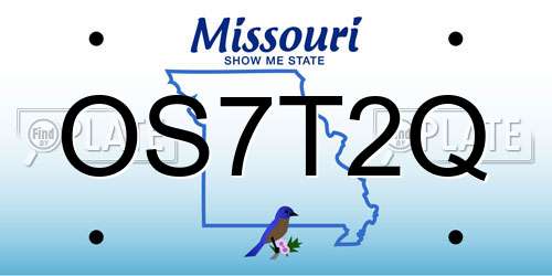 OS7T2Q Missouri License Plate