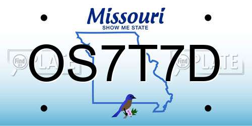 OS7T7D Missouri License Plate