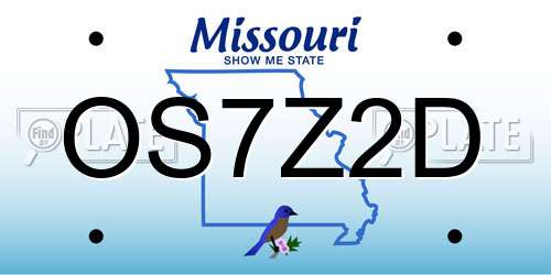 OS7Z2D Missouri License Plate