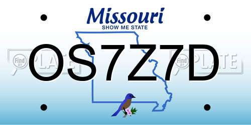 OS7Z7D Missouri License Plate