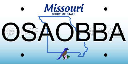 OSAOBBA Missouri License Plate
