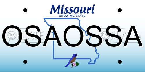 OSAOSSA Missouri License Plate