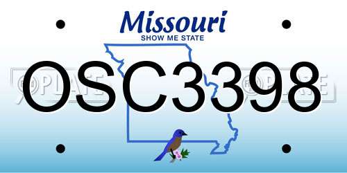 OSC3398 Missouri License Plate