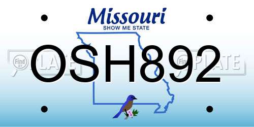 OSH892 Missouri License Plate