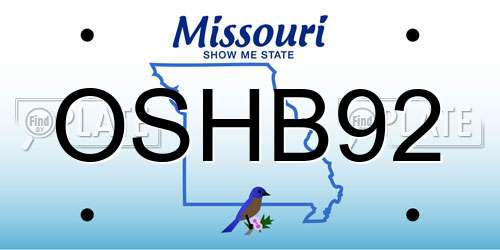 OSHB92 Missouri License Plate