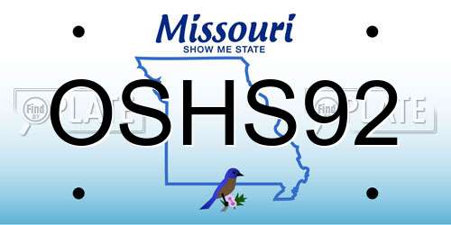 OSHS92 Missouri License Plate