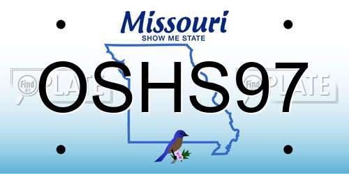OSHS97 Missouri License Plate