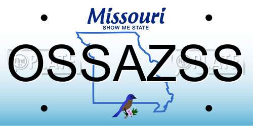 OSSAZSS Missouri License Plate