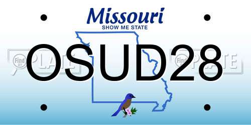 OSUD28 Missouri License Plate