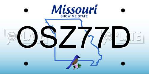 OSZ77D Missouri License Plate