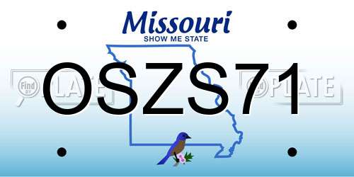 OSZS71 Missouri License Plate