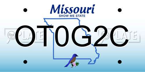 OT0G2C Missouri License Plate
