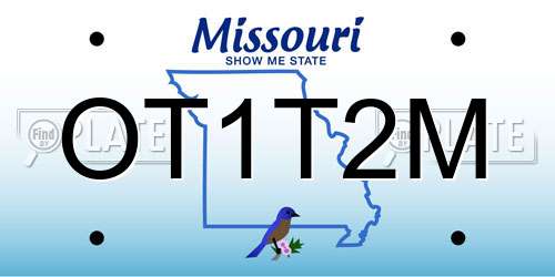 OT1T2M Missouri License Plate
