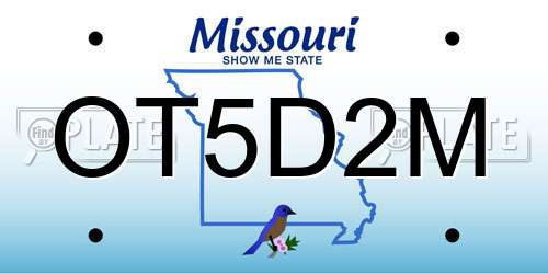 OT5D2M Missouri License Plate