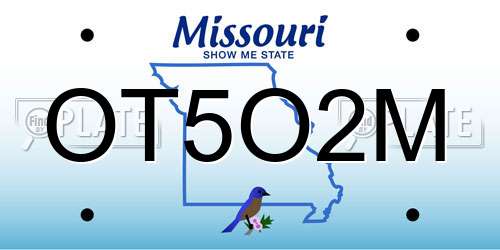 OT5O2M Missouri License Plate