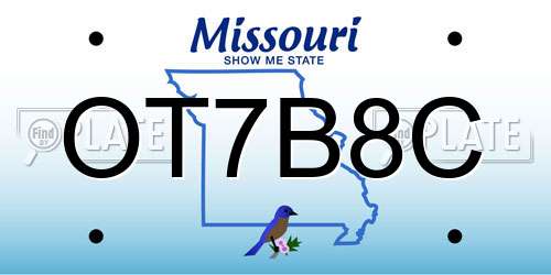 OT7B8C Missouri License Plate
