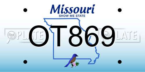 OT869 Missouri License Plate