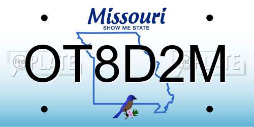 OT8D2M Missouri License Plate