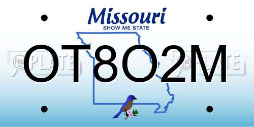 OT8O2M Missouri License Plate