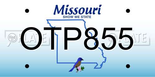 OTP855 Missouri License Plate