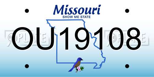 OU19108 Missouri License Plate