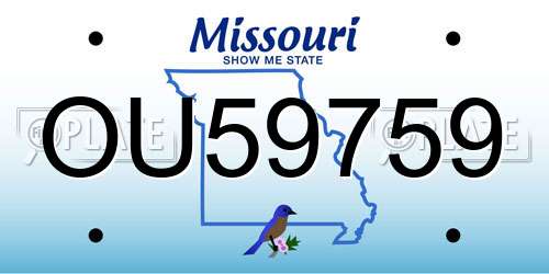OU59759 Missouri License Plate
