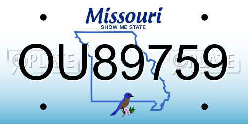 OU89759 Missouri License Plate