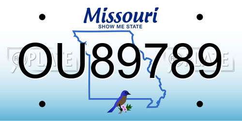 OU89789 Missouri License Plate