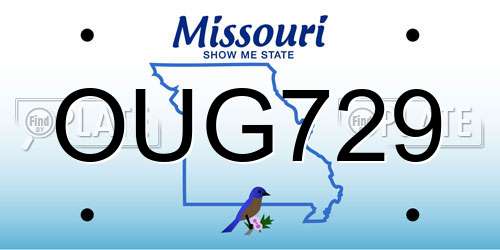OUG729 Missouri License Plate