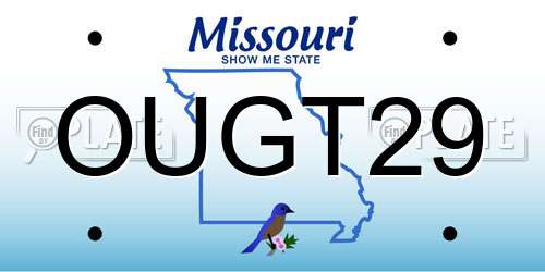 OUGT29 Missouri License Plate