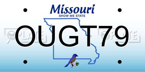 OUGT79 Missouri License Plate