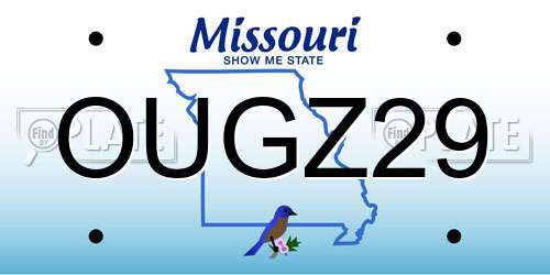 OUGZ29 Missouri License Plate