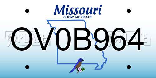 OV0B964 Missouri License Plate