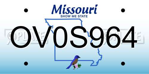 OV0S964 Missouri License Plate