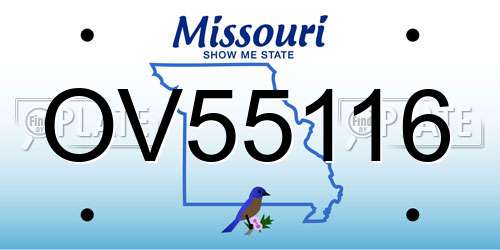 OV55116 Missouri License Plate