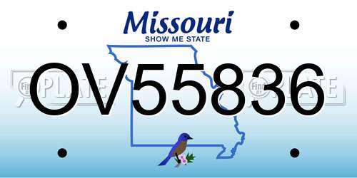 OV55836 Missouri License Plate