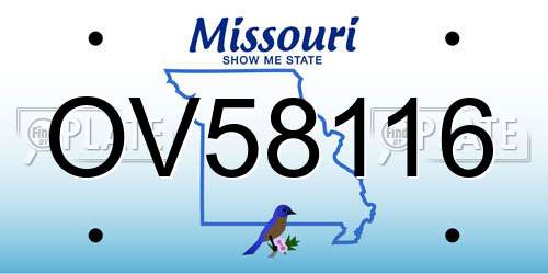 OV58116 Missouri License Plate