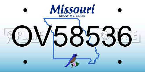 OV58536 Missouri License Plate