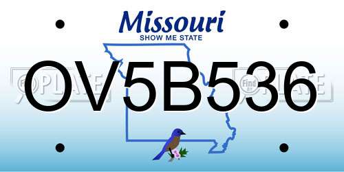 OV5B536 Missouri License Plate