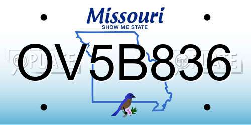 OV5B836 Missouri License Plate