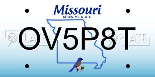 OV5P8T Missouri License Plate