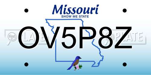 OV5P8Z Missouri License Plate